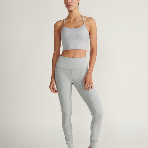 Alo Yoga Alosoft Ribbed Crop Calm Tank Heather Gray XS MSRP $68 - Picture 2 of 5